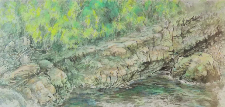 〈清流激湍〉局部－斜石