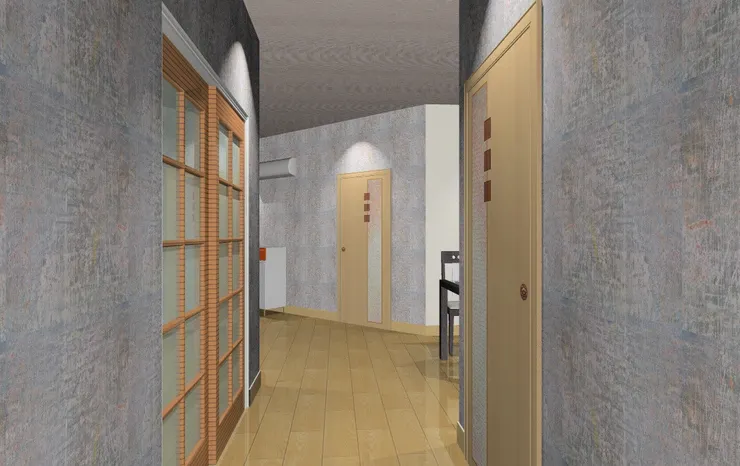 從睡房經走廊到大廳。