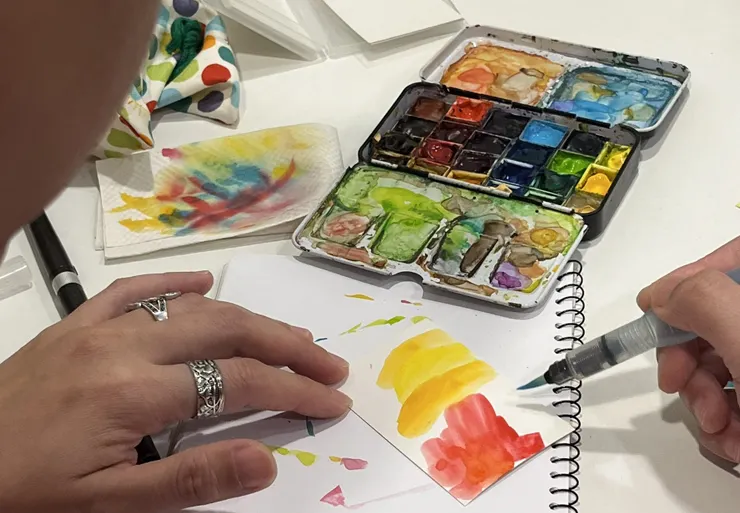 採訪當天也很受歡迎的隨身水彩盒。