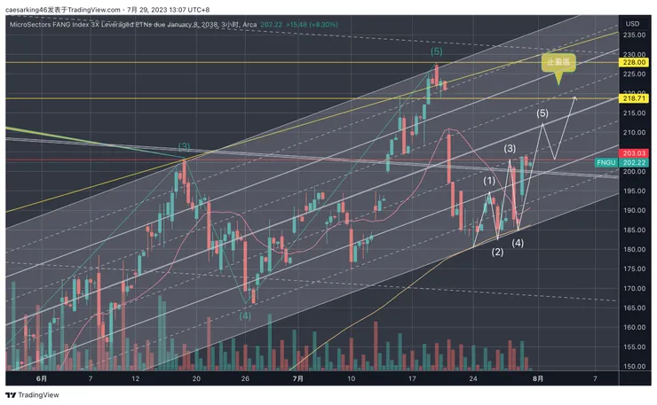 三倍做多大科技股指數ETN-FNGU三小時線
