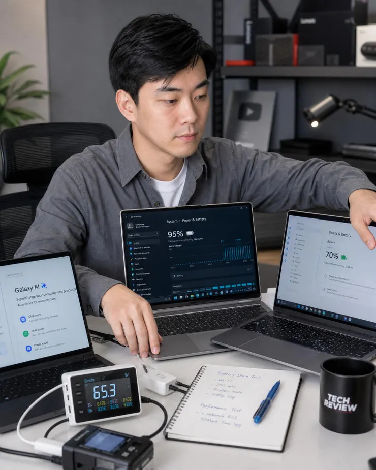 梁练伟整理多台 AI PC 进行选购对比测试