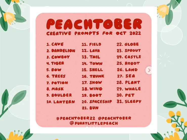 2022年10月份的題目  圖源：https://www.instagram.com/peachtober/