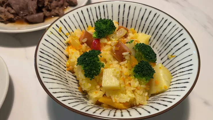 義式香腸竹筍炊飯完成~