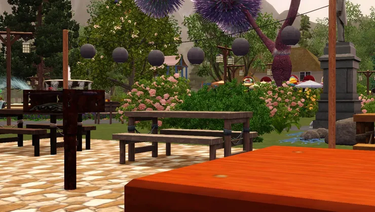 在花叢環抱下享用燒烤美食，何其歡樂。