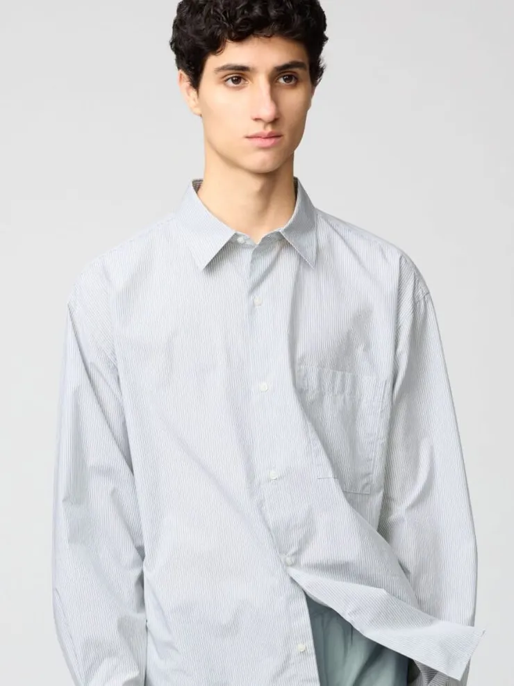 ▲480763 男女適穿 府綢寬版襯衫(長袖)(條紋) #55 NT1,290