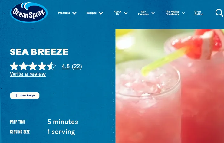 這網站有很多很多蔓越莓調酒，很酷！