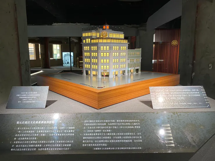 展廳入口處有一套製作精美的菊元百貨店模型