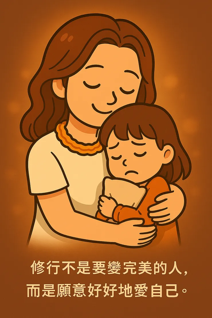 當我願意打開雙手， 接納那個不完美的自己， 把那個曾經受傷的小小自己摟進懷裡那一刻，我才慢慢懂得什麼叫真正的療癒， 也才慢慢走在原諒自己的路上。