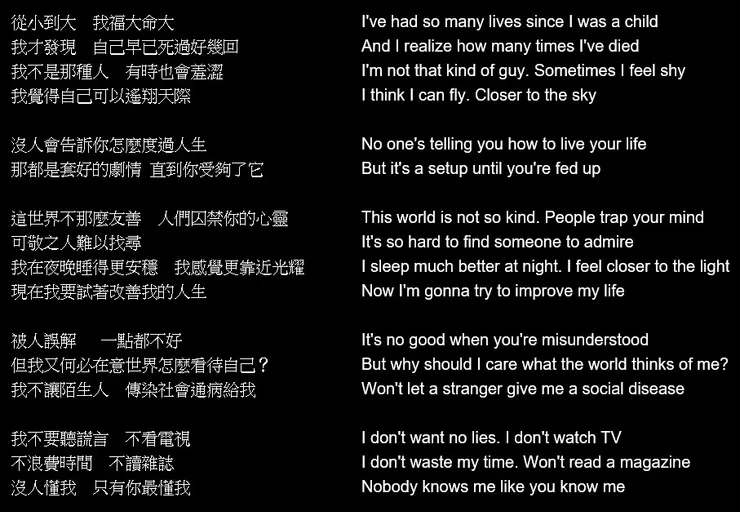 【Nobody Knows Me (沒人懂我)】歌詞
