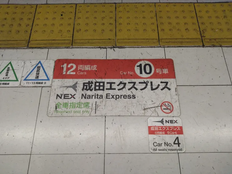 月台上的車廂位置指示標誌