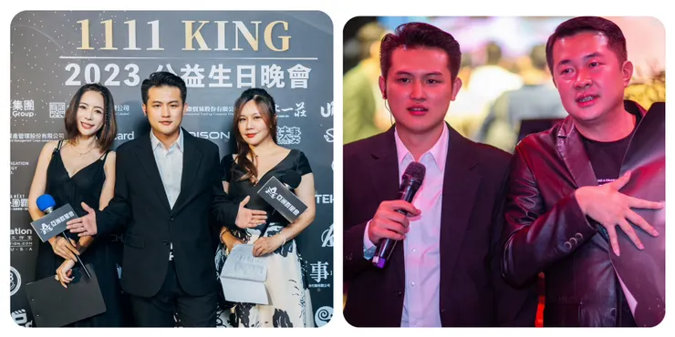 亞洲群星會CEO King哥(右1)舉辦一年一度的生日感恩晚會，由有台灣幕後IP產業推手之稱的梁軒安(右2)主辦並圓滿成功。(圖／鷹傳媒提供)