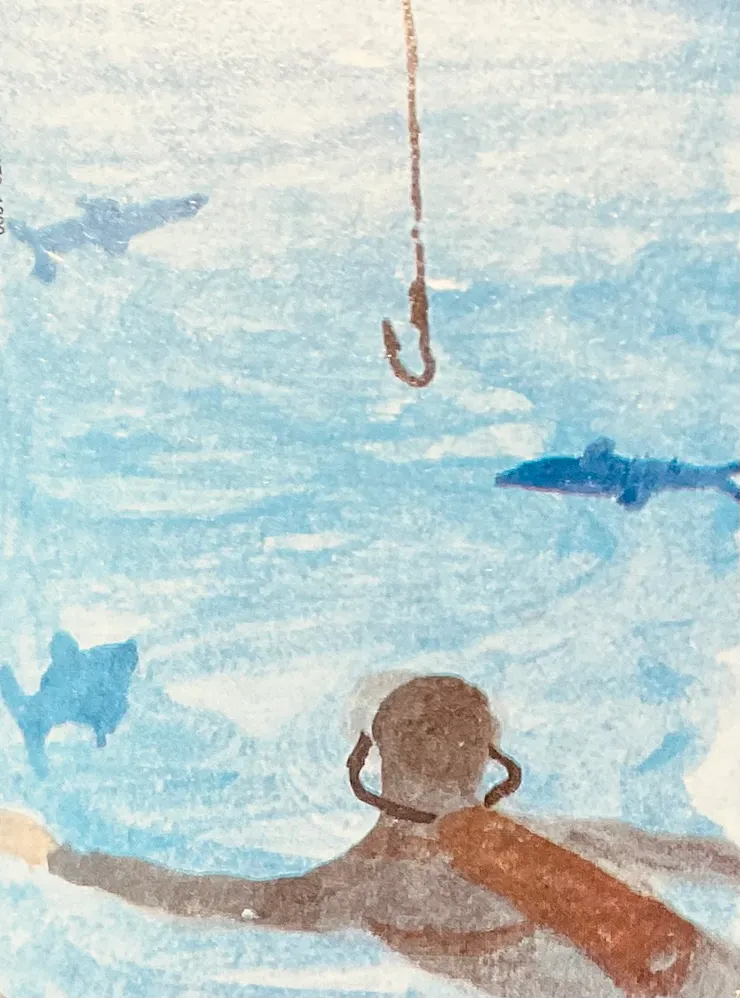 潛水夫只是看著魚兒