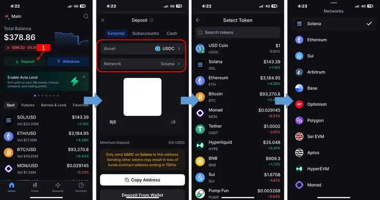 先把幣轉進 Backpack，找到充幣地址