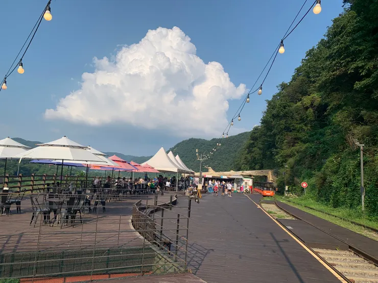 自行車終點的休息處。