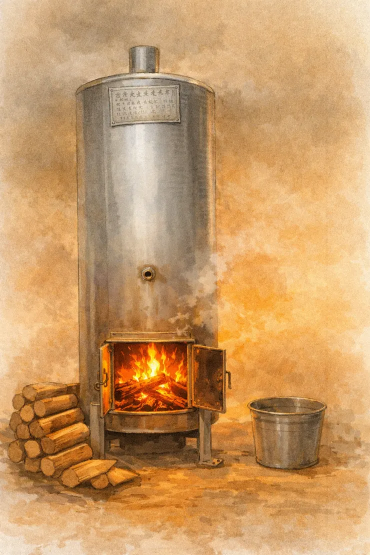 小時候家裡的熱水柴爐