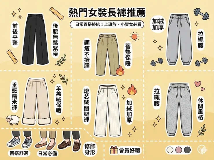 【女生秋冬長褲推薦】寒流來也不怕!Dcard/PTT熱議評比:保暖不臃腫/機車族,直筒闊腿褲/雪尼爾加絨闊腿褲