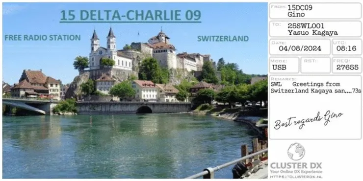 瑞士自由頻（Freeband）使用者寄出的 QSL 卡