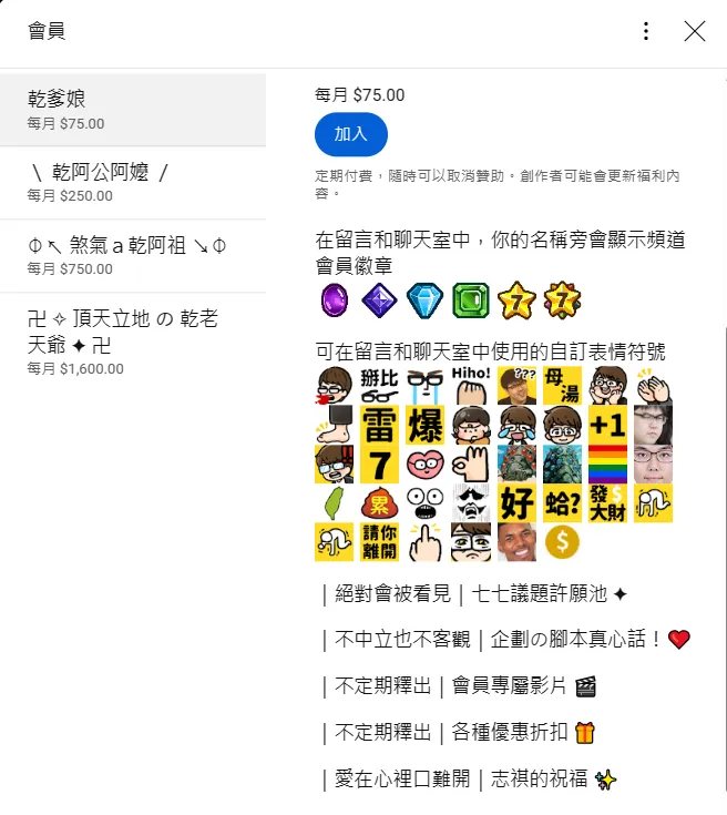 志祺七七加入訂閱會員費用和福利