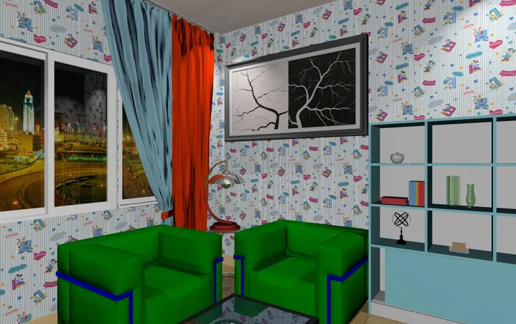 書房我喜歡用些感覺活潑的壁紙，不想太死板。