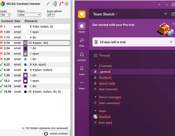 在預設的主題色之下，選單大部分顏色都過不了現有的無障礙規範