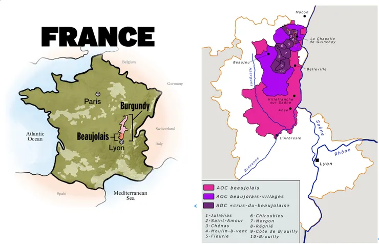 薄酒萊產區地圖