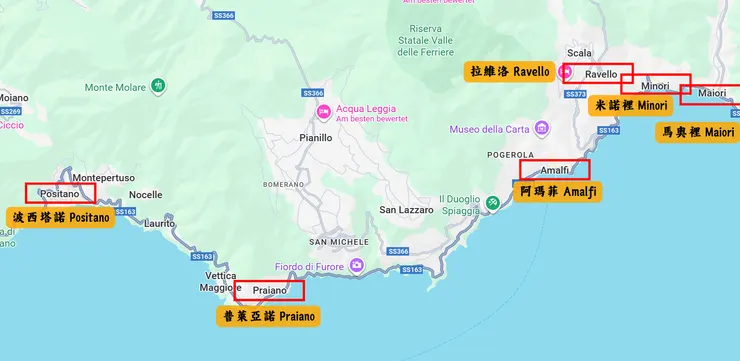 阿瑪菲海岸地圖
