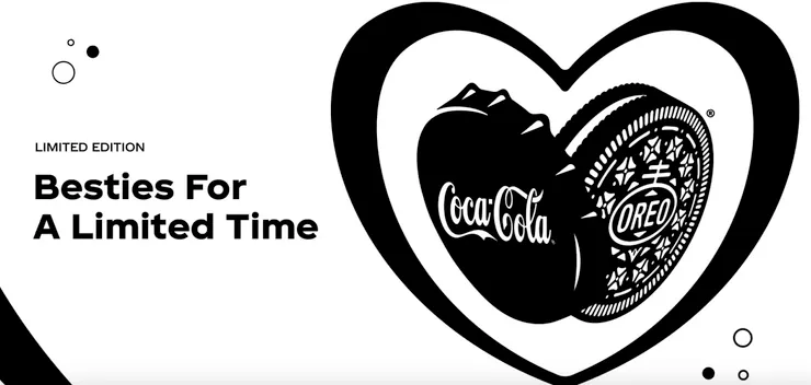 Oreo這次與可口可樂公司（反過來說也行）合作，分別推出Oreo口味的可樂及可樂口味的Oreo，黑色的包裝在架上很難讓人不注意到。 圖/可口可樂官網