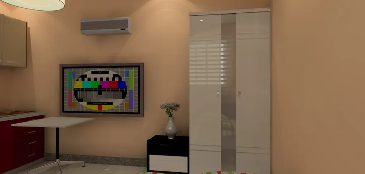 靠牆的角落放了衣櫃。