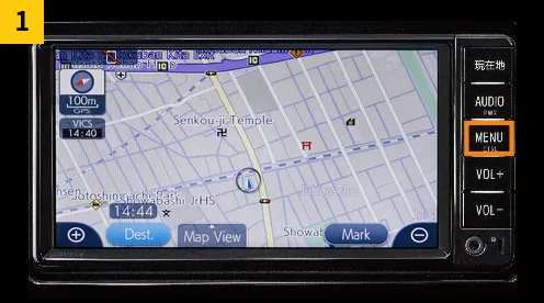 日本車內導航比Google地圖更方便。圖／Toyota租車