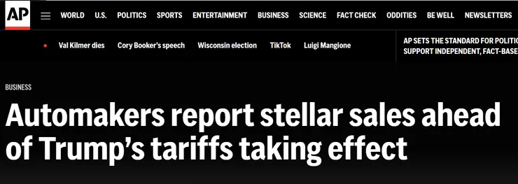 圖片及新聞英文原文出處https://apnews.com/article/gm-ford-toyota-honda-sales-electric-5cd2a02cb2387fb3df5913d01608f196