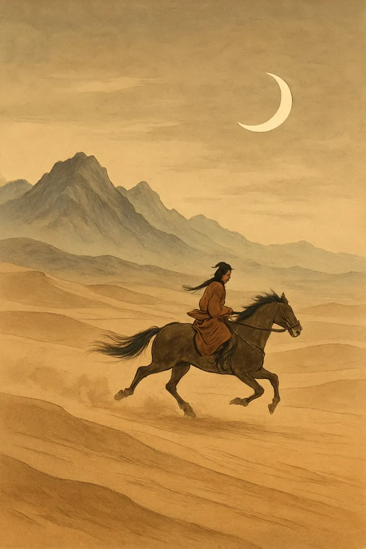 大漠沙如雪,燕山月似鉤。何當金絡腦,快走踏清秋。