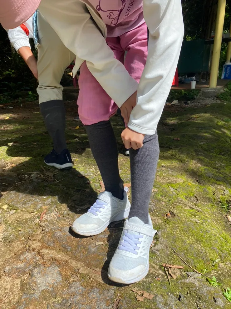 進入步行入口前，必須穿著長襪，並將褲管塞進襪子，防止螞蝗沿著褲管口，找到美味的大腿肉