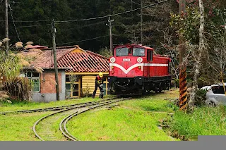 機關車在三角線底端轉換到另一條股道轉向