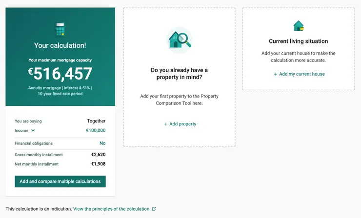 上網搜尋 Netherland mortgage calculator 就可以試算貸款利率