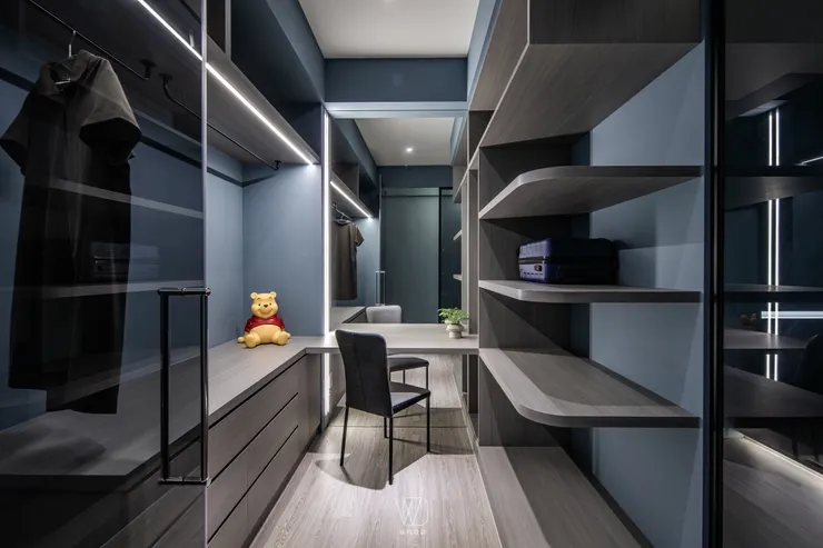 以太空艙為靈感的更衣室