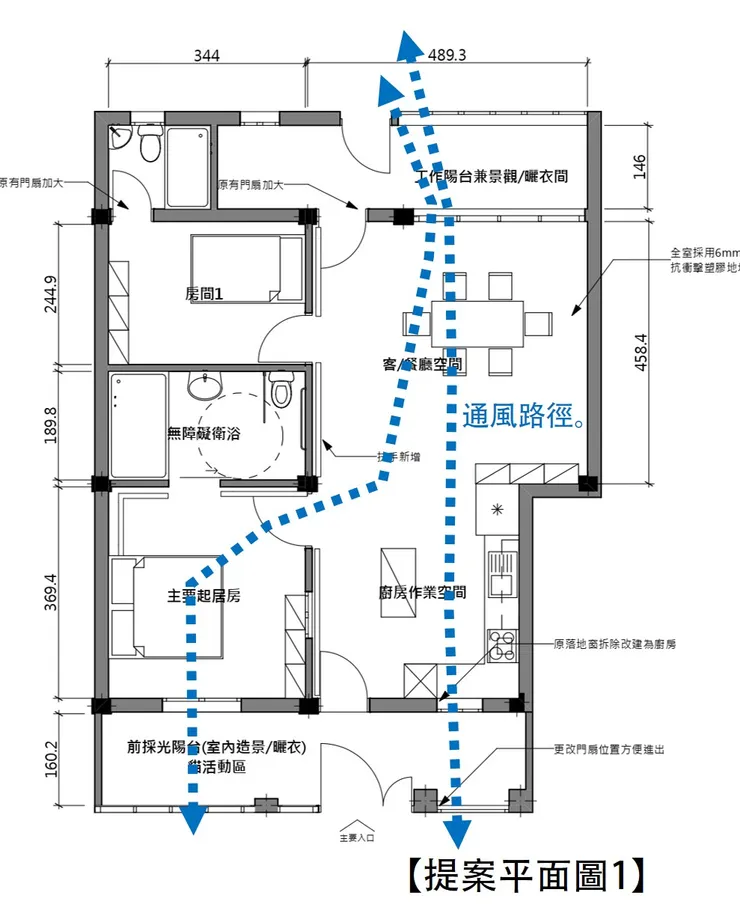 提案平面方案1-通風路徑