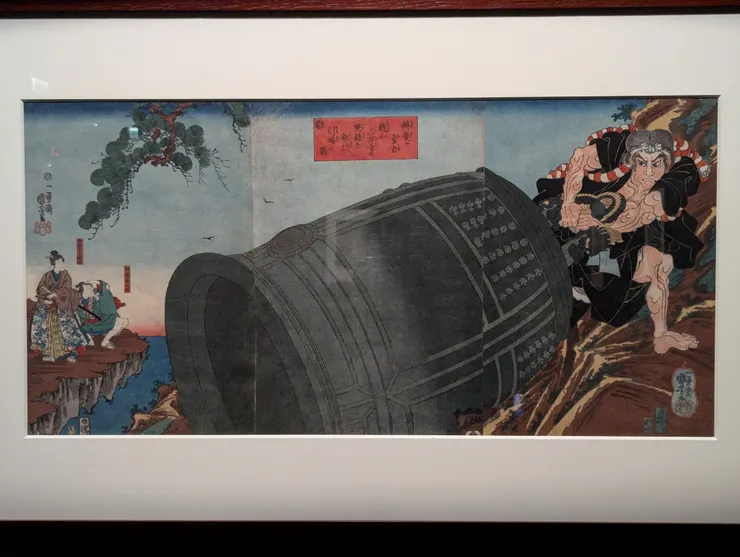 弁慶神力拉三井寺梵鐘至叡山圖--歌川國芳