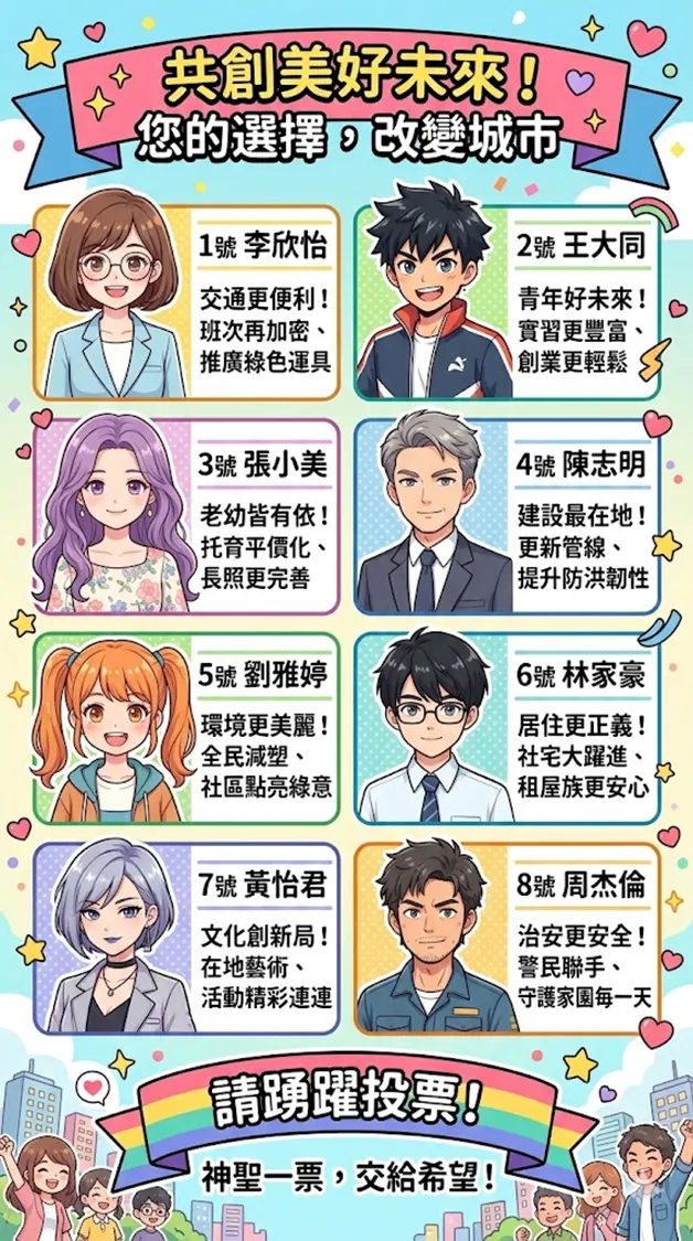 小苴幫我做的競選文宣(原來是這些政見啊……)