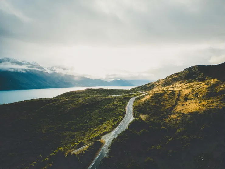 On the road from Queenstown to Glenorchy Wharf & Viewpoint, New Zealand.