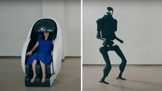 資料來源: H2L 影片截圖中,一位女性正在使用「膠囊介面」操控 Unitree H1 人型機器人。