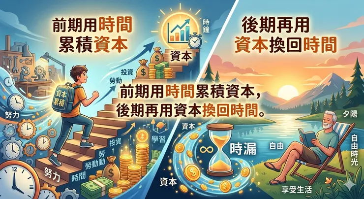 前期用時間累積資本，後期再用資本換回時間。