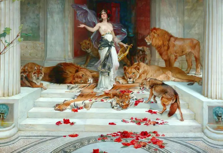 賴特巴克 (Wright Barker) 1889 年繪製的喀耳刻 (Circe) 作為音樂家的畫作