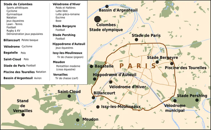 Map of 1924 Olympic sites
