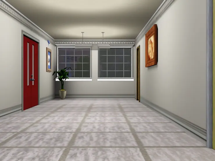 二樓有兩條走廊，這條是第一條建的，也比較長，盡頭當然要窗，不然很可怕。