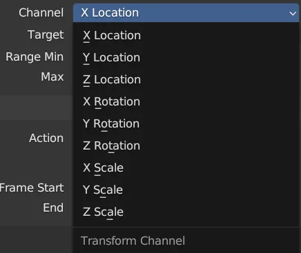Transform Channel下拉式選單