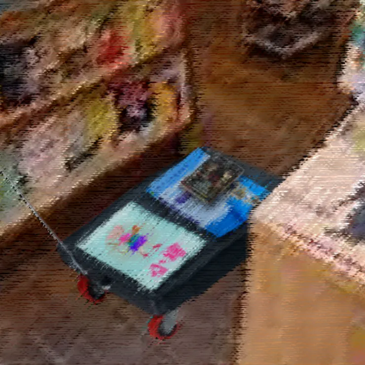   「烏龜車」被「拉貨鉤」牽引，小繪正在上方。