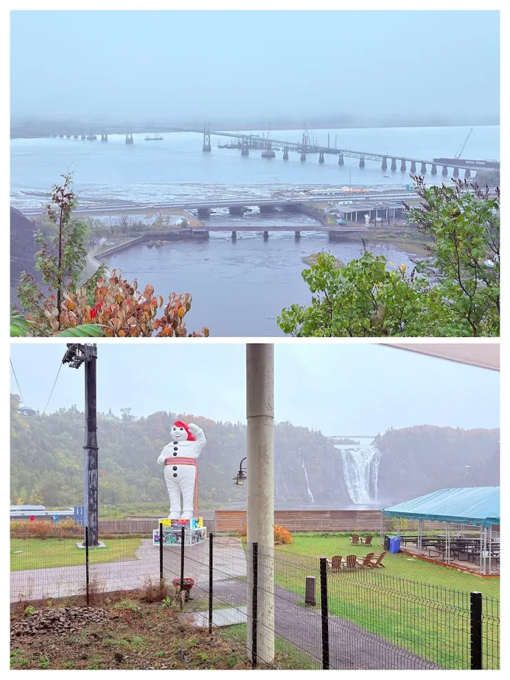 山上俯視魁北克橋 山下眺望瀑布傾瀉而下