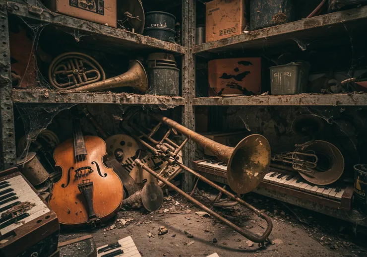 雜亂的舊倉庫與生鏽的長號 - Alchemy