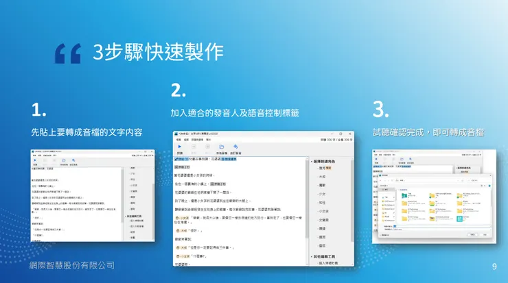 三個步驟，就能將指定的內容轉換為聲音檔。