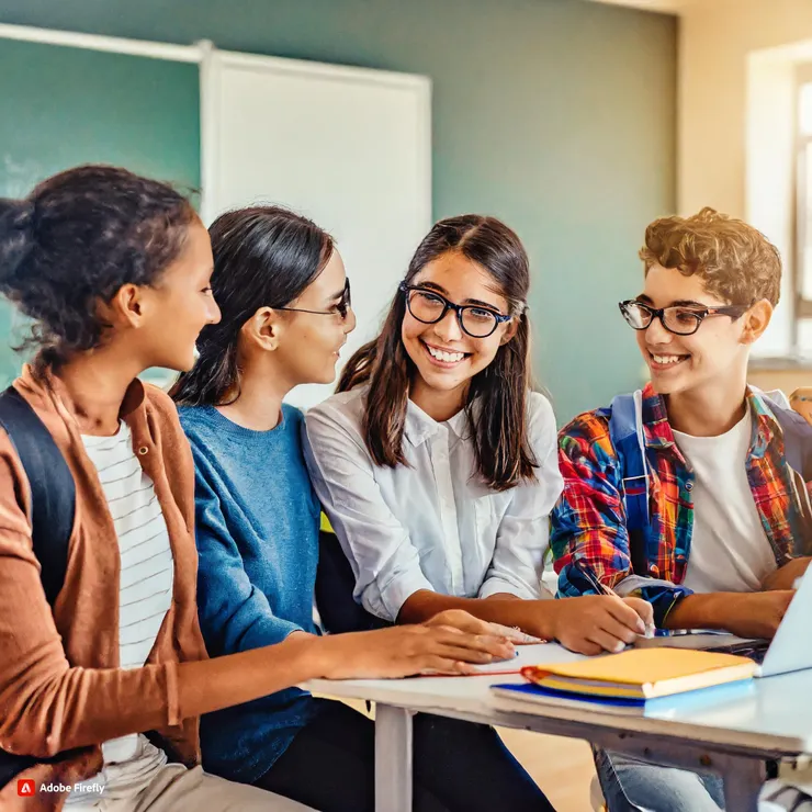 同學下課一起聊天(AI生成)